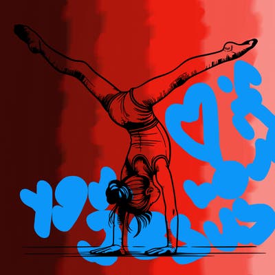 realistic gymnastic hand stand girl in four splits