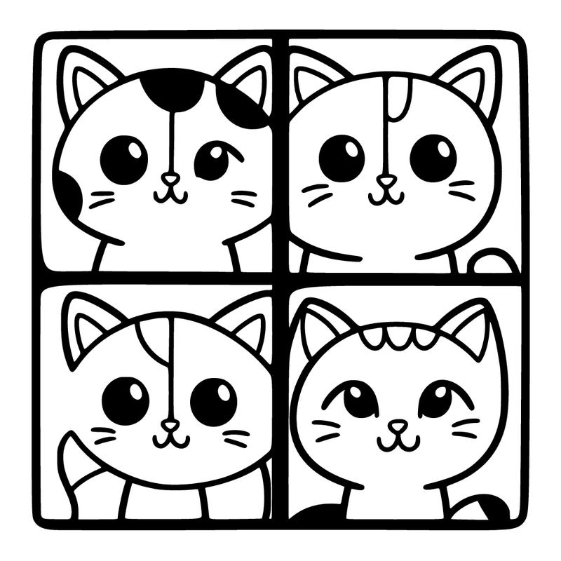 cat divided into four squares