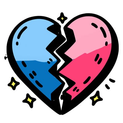 split in half heart