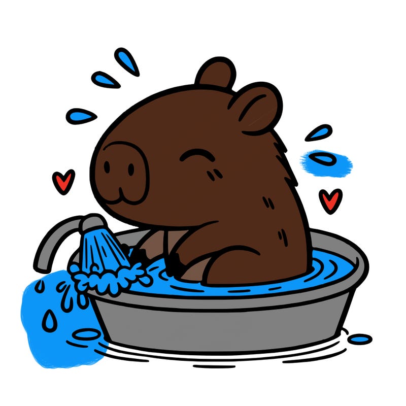 capybara taking a bath
