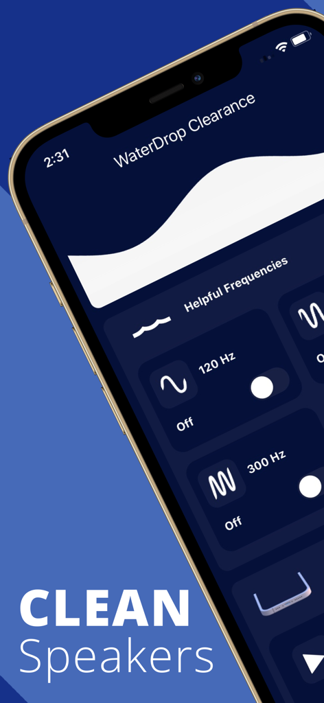 Water Eject Airpods: WaterDrop - WaterDrop app interface showing frequency settings to eject water from speakers