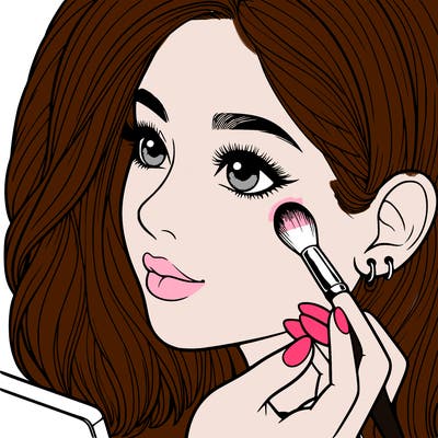 a realistic girl doing her makeup