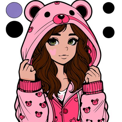 realistic girl in a animal pjs hoodie