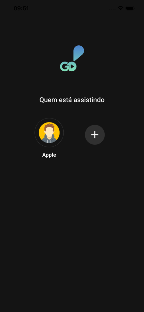 RedeTV GO - RedeTV GO profile selection screen with a user avatar and a button to add new profiles.