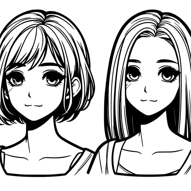 two realistic girls one with short hair and one with long hair