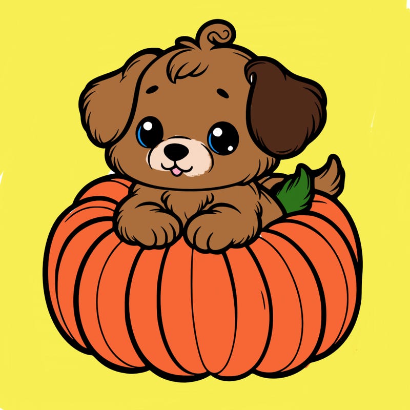 cute little puppy in a pumpkin