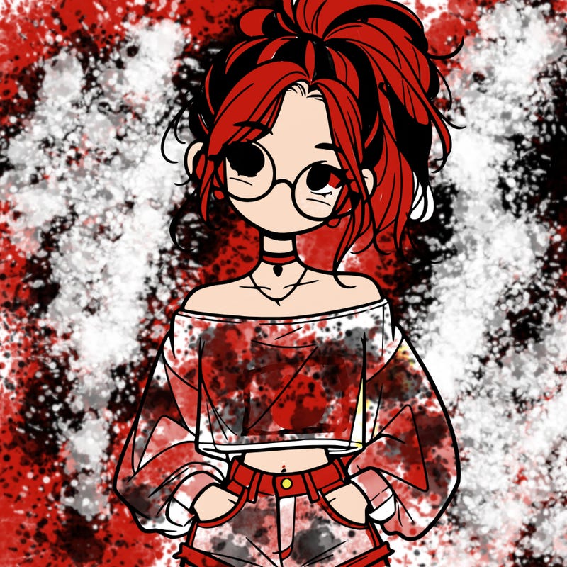 girl with a messy ponytail glasses a baggy crop top and jean shorts