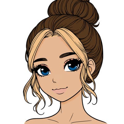 realistic pretty girl with hair in bun