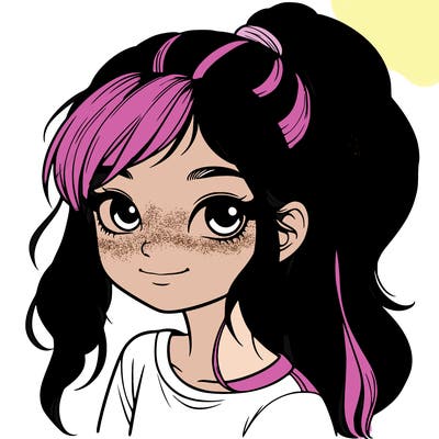 realistic girl with ponytail