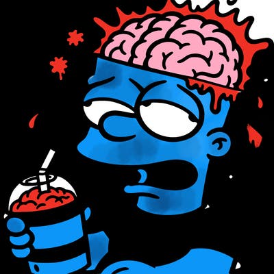 bart with a slushy and brain freeze