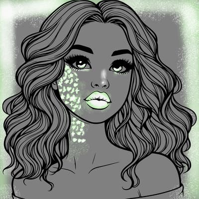 realistic girl with wavy hair and lips