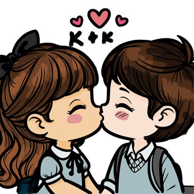 boy and girl kissing