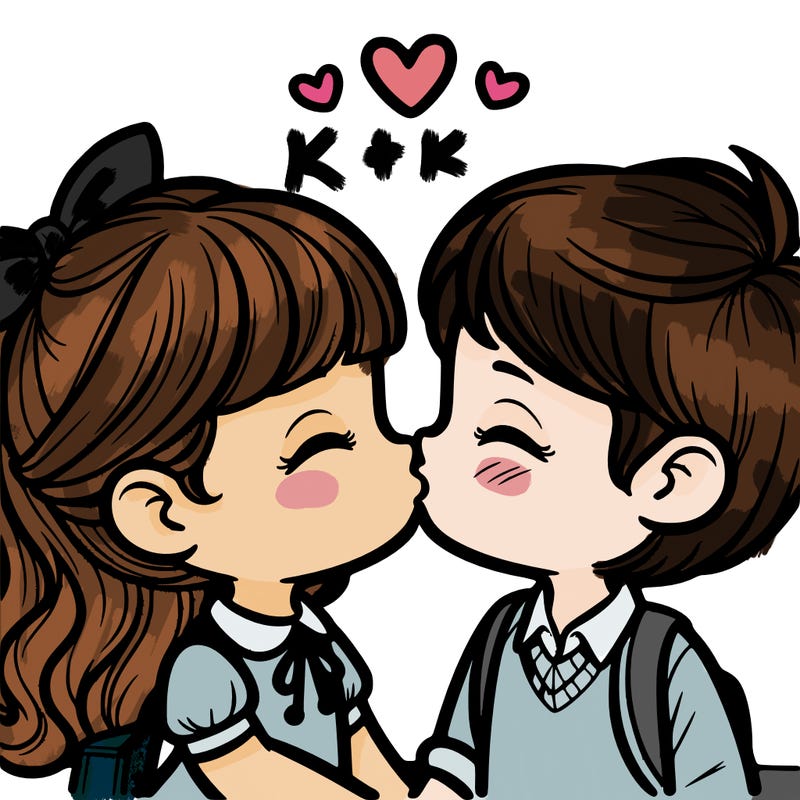 boy and girl kissing