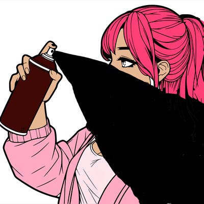 a realistic girl spray, painting