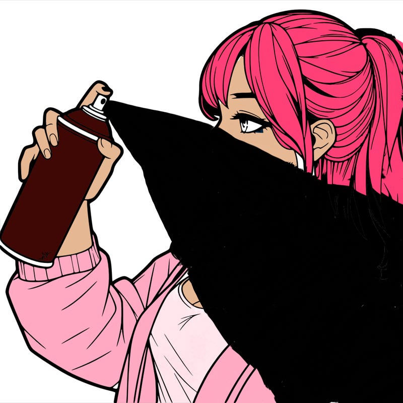 a realistic girl spray, painting