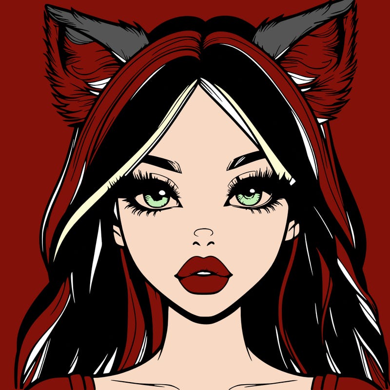 realistic girl with fox ears and realistic lips
