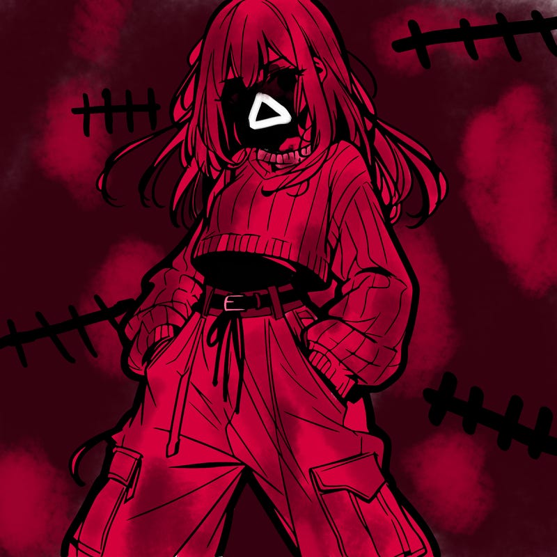 anime teen girl with baggy pants and crop top with sweater