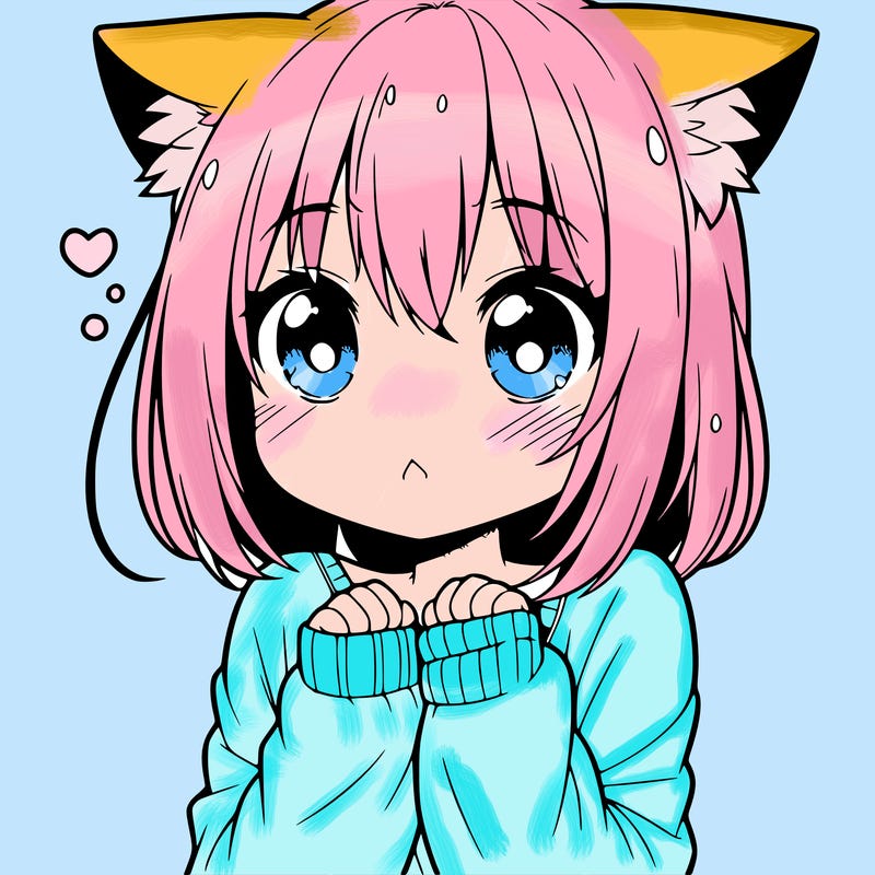 shy anime catgirl
