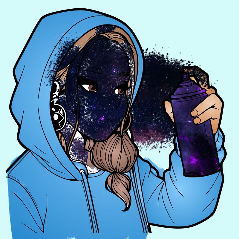 a realistic girl, spray painting