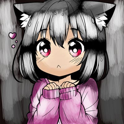 shy anime catgirl