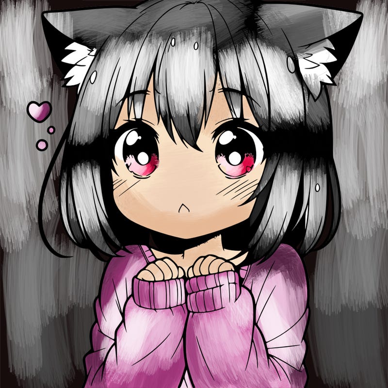 shy anime catgirl