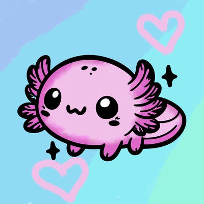 cute easy baby axolotl
