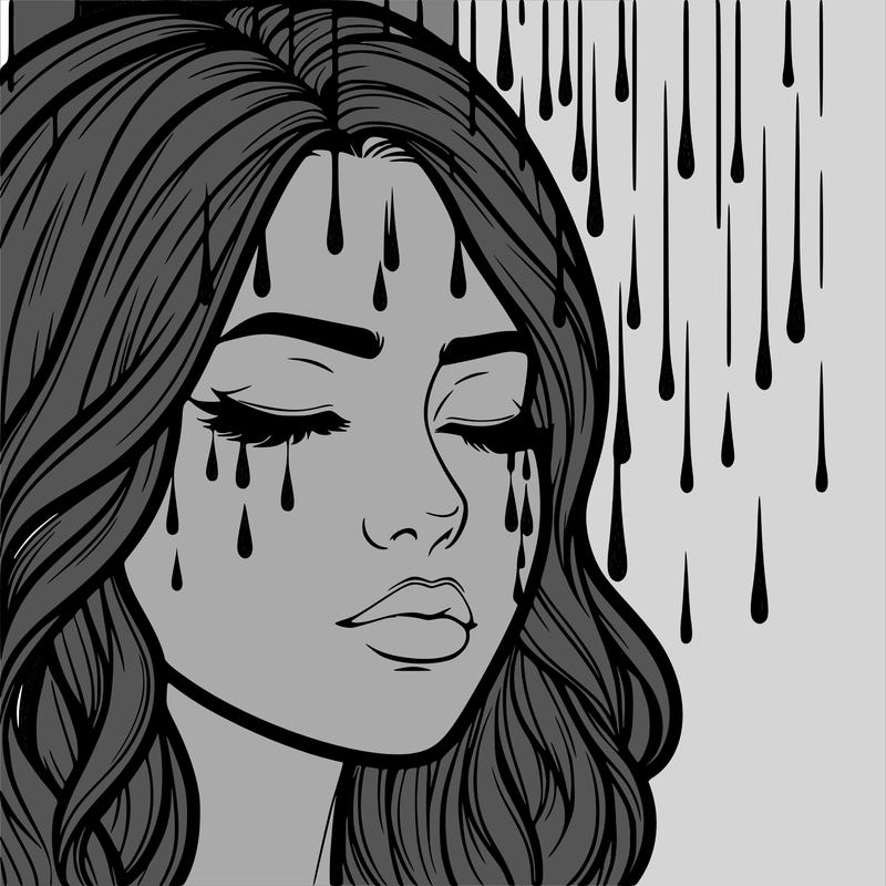 rain going over realistic woman’s face