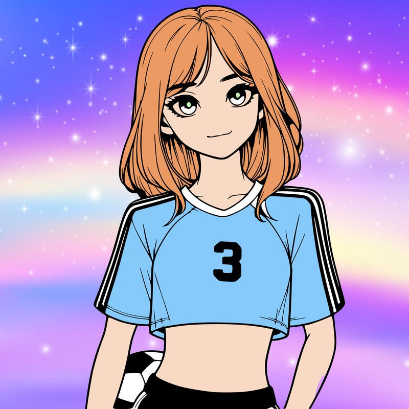 realistic girl wearing soccer jersey