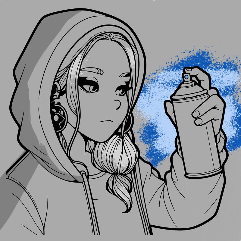 a realistic girl, spray painting
