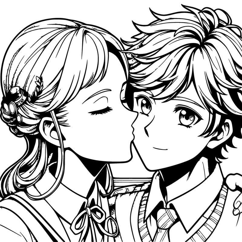 realistic anime girl kissing realistic anime boy