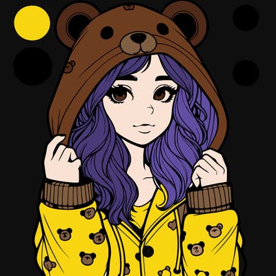 realistic girl in a animal pjs hoodie