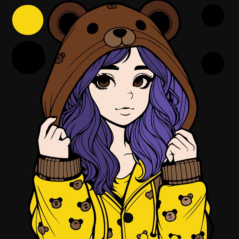 realistic girl in a animal pjs hoodie