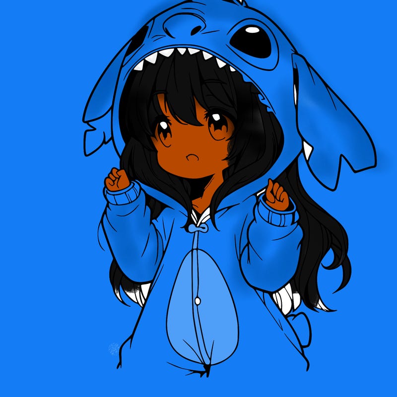anime girl in a stitch onsie