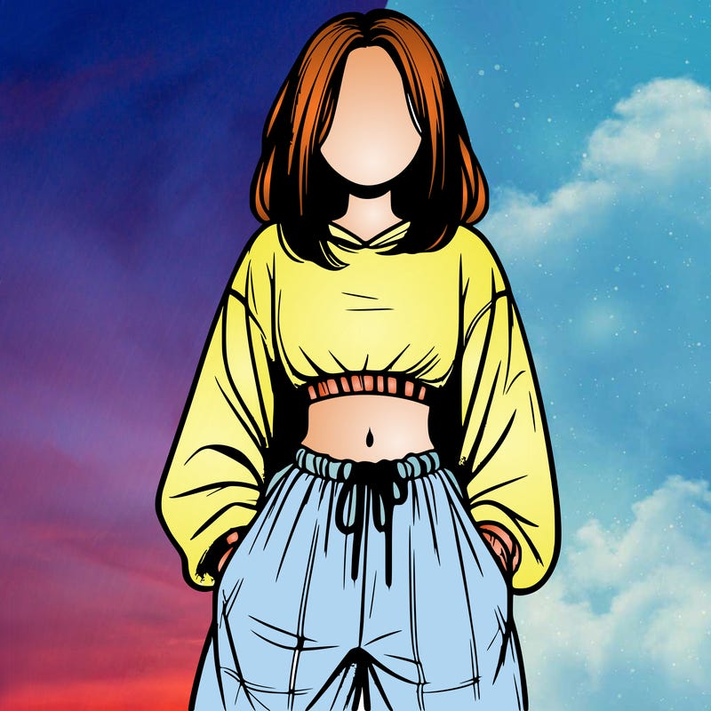 realistic girl faceless with baggy pants and a crop top
