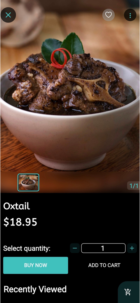 Fire And Spice Restaurant - Un tazón de sabroso estofado de rabo de buey mostrado en la aplicación de pedidos móviles del Restaurante Fire and Spice.