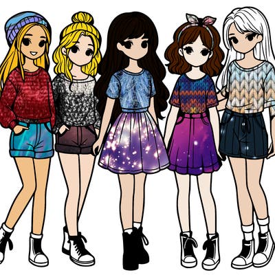 a group of five girls