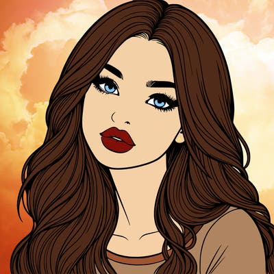 realistic girl with hair on her hair and lips