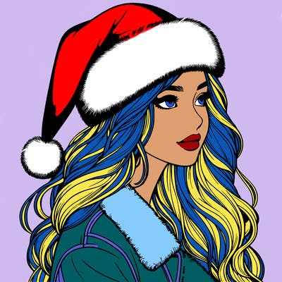 realistic girl in santa hat