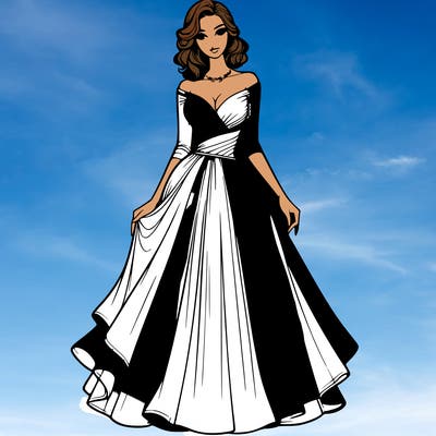 realistic woman in a beautiful dress