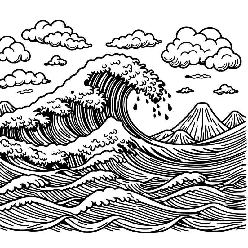 a sea with a tsunami