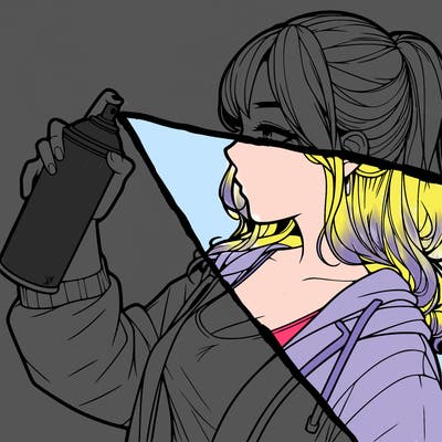 a realistic girl spray, painting
