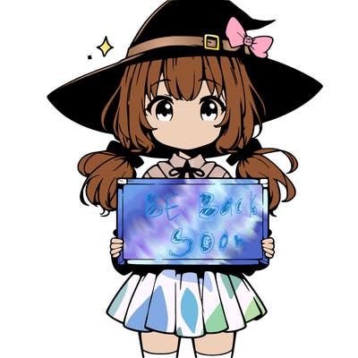 a cute anime witch girl holding a blank sign