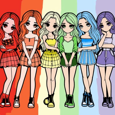 a group of girls realistic