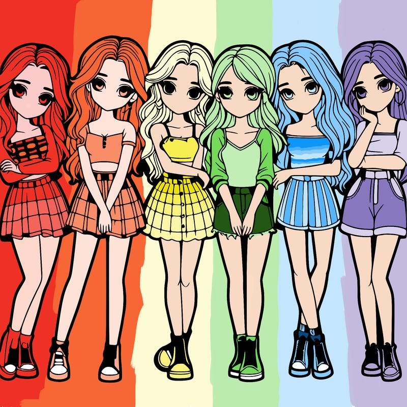 a group of girls realistic