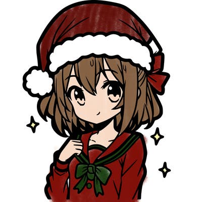 anime girl wearing a santa hat