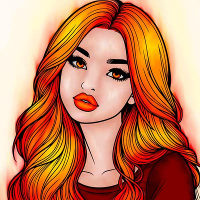 realistic girl with hair on her hair and lips