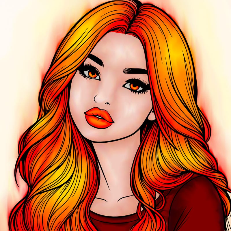 realistic girl with hair on her hair and lips