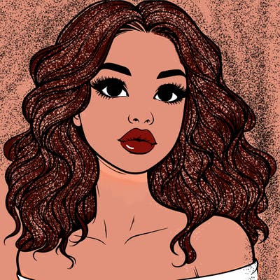 realistic girl with wavy hair and lips