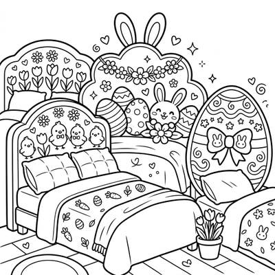 Embrace the joy of spring with this delightful Kawaii Easter coloring page featuring an array of charming headboards. Discover cute bunnies, decorated eggs, and cheerful spring blossoms, all ready for your vibrant imagination.
