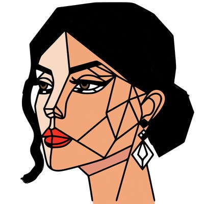 geometric art illustration of a woman's face